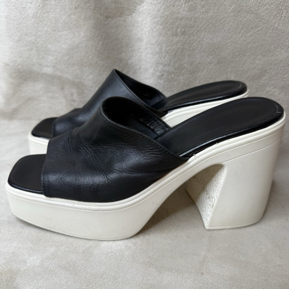 Free People Womens US 9 EU 39 Zoe Black Heeled Platform Sandals Shoes Slides - Picture 3 of 7